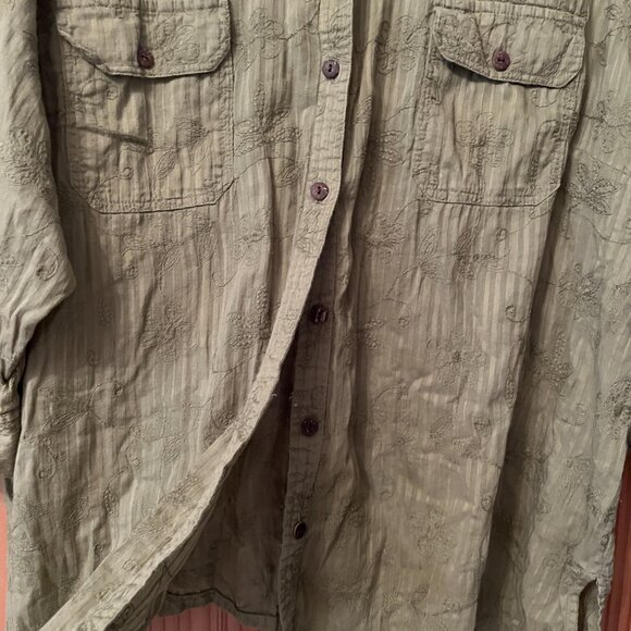 White Stag 100% Cotton green embroidered button-down blouse size 4X - Picture 2 of 10